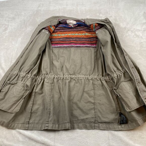 Love 21 Women's Military Field Jacket Small Tribal Embroidered Aztek Tie-Waist - Picture 3 of 16